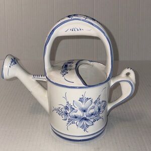 Blue and White Ceramic Floral Watering Can